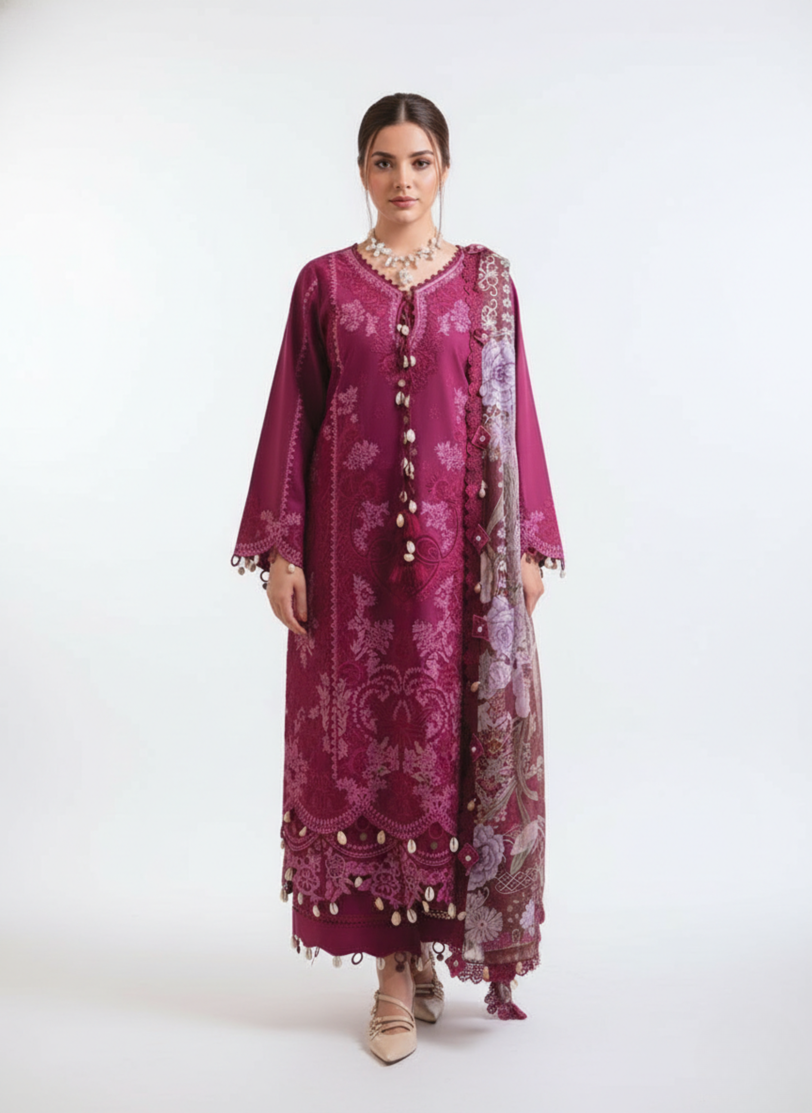 wine pakistani unstitched suit raibba
