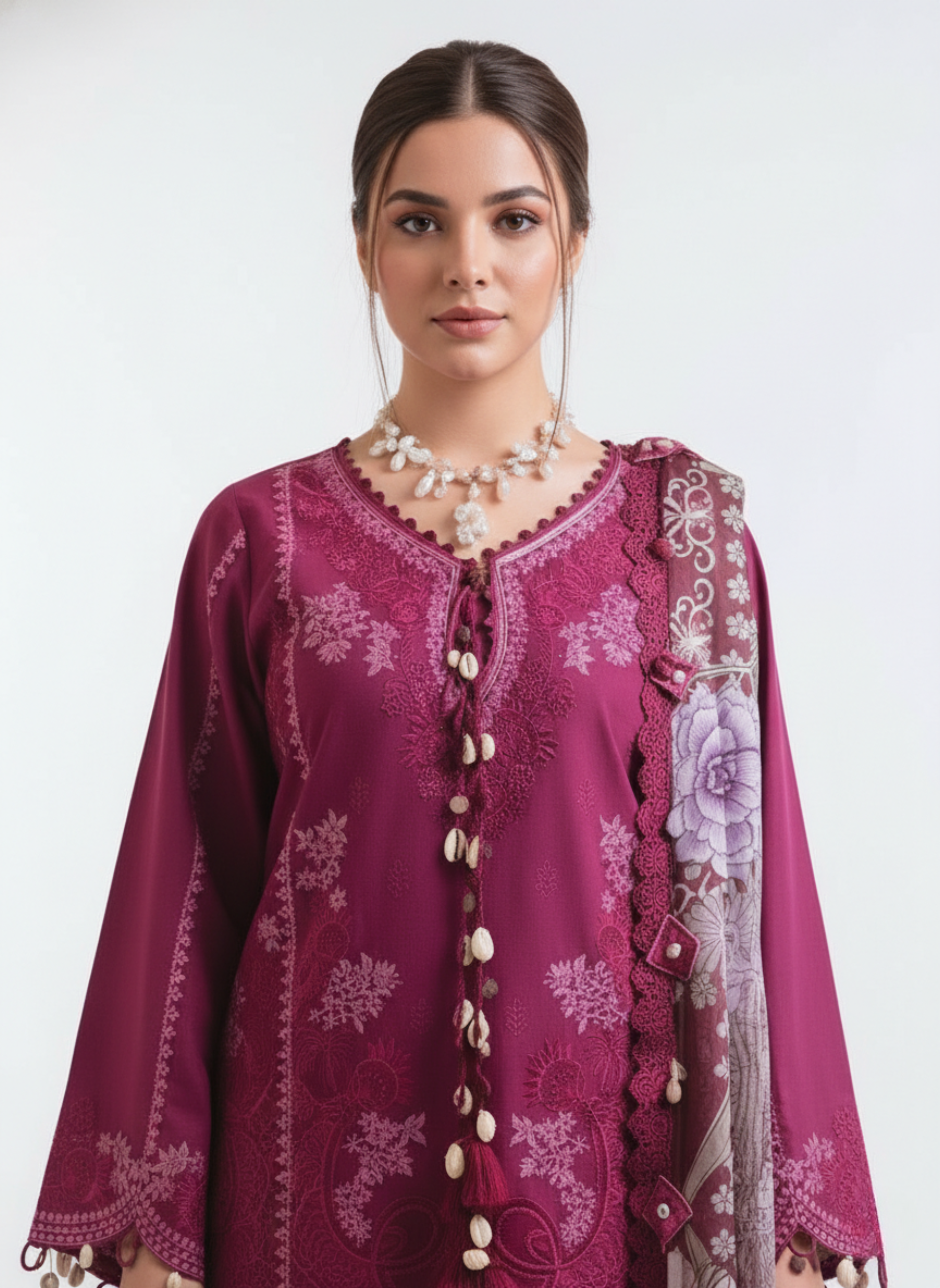 Pure Cotton Heavy Embroidery Suit with Printed Dupatta