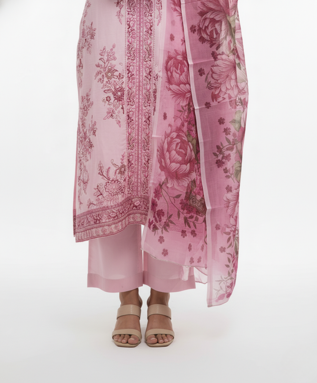 Lawn Cotton Embroidered Suit with Matching Bottoms and Dupatta