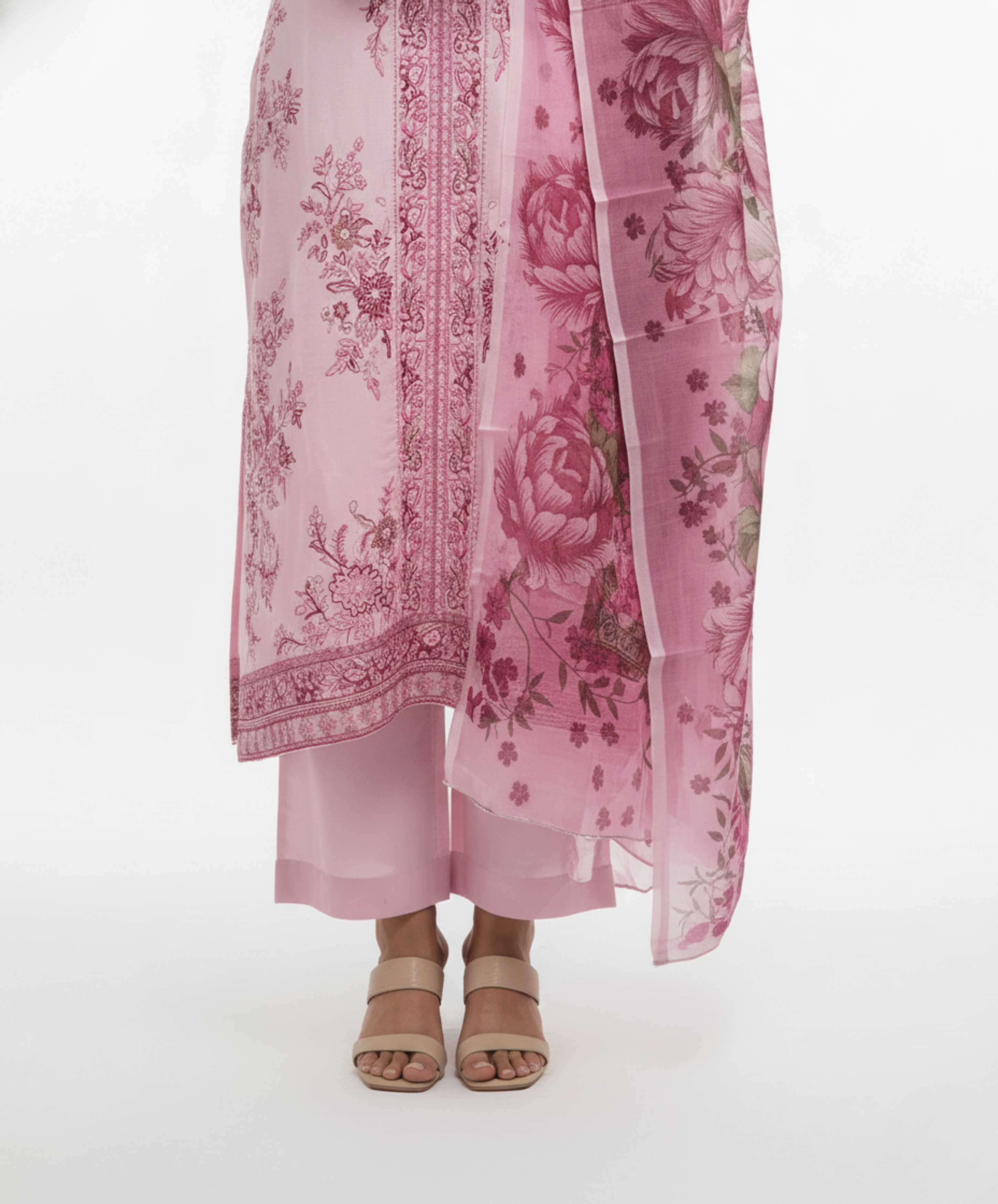 Lawn Cotton Embroidered Suit with Matching Bottoms and Dupatta