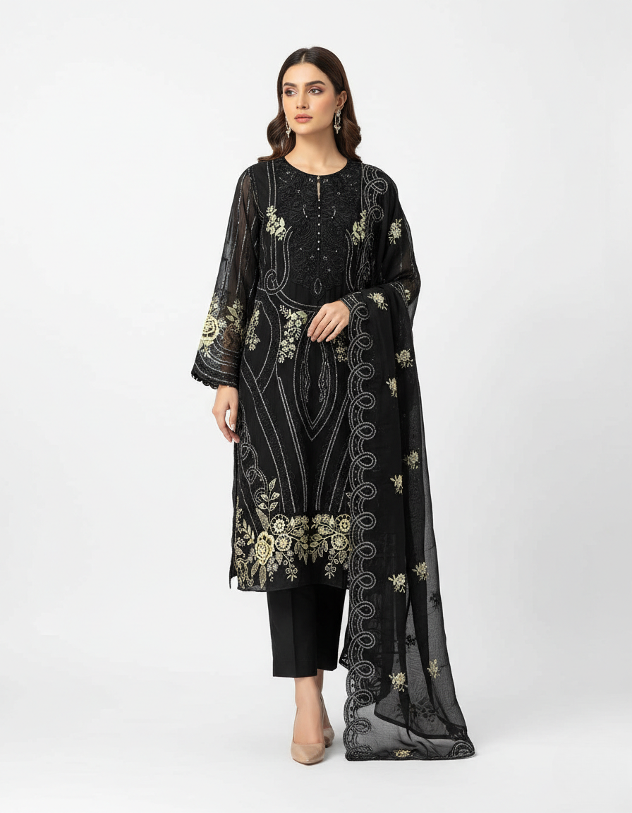 raibba black pakistani suit