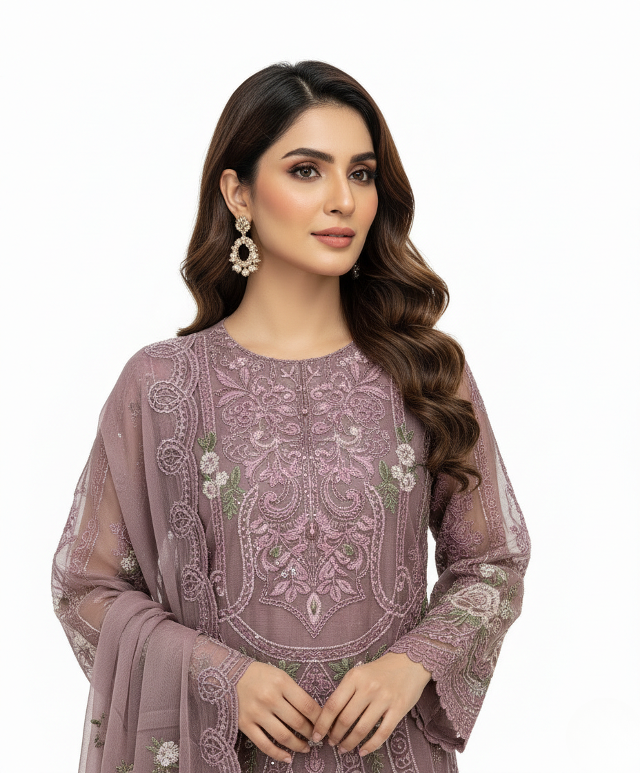 unstitched pink pakistani suit