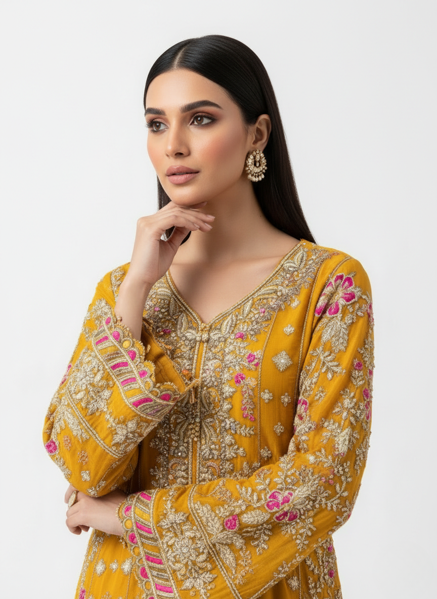 raibba pakistani dress yellow