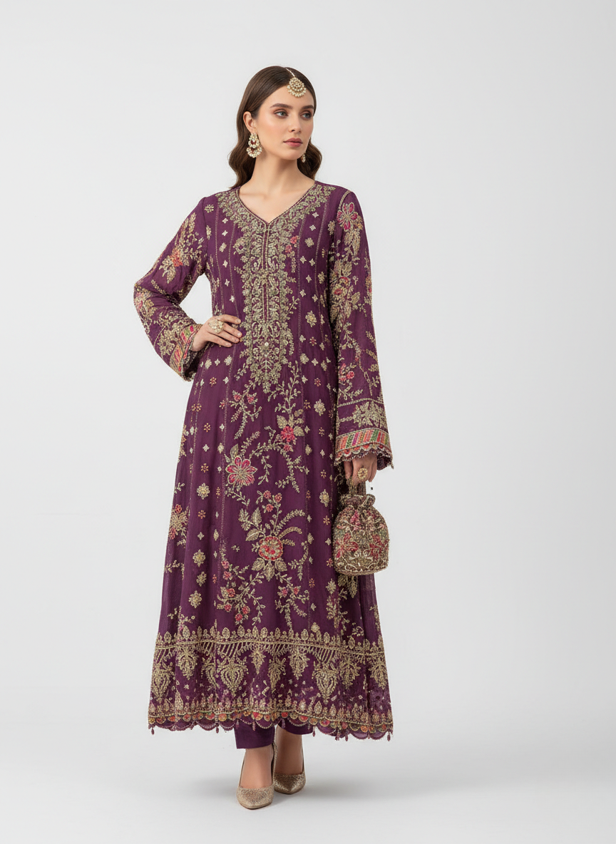 raibba purple pakistani suit