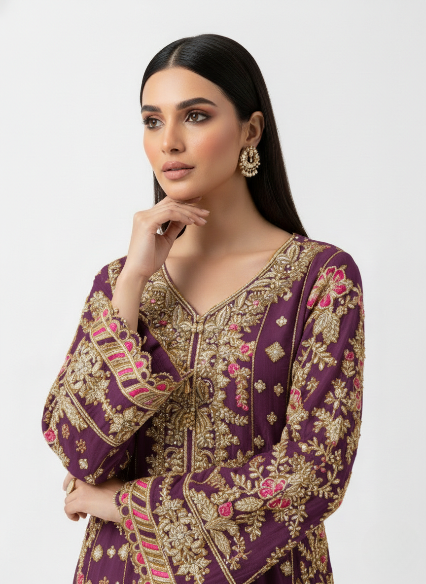 purple pakistani dress