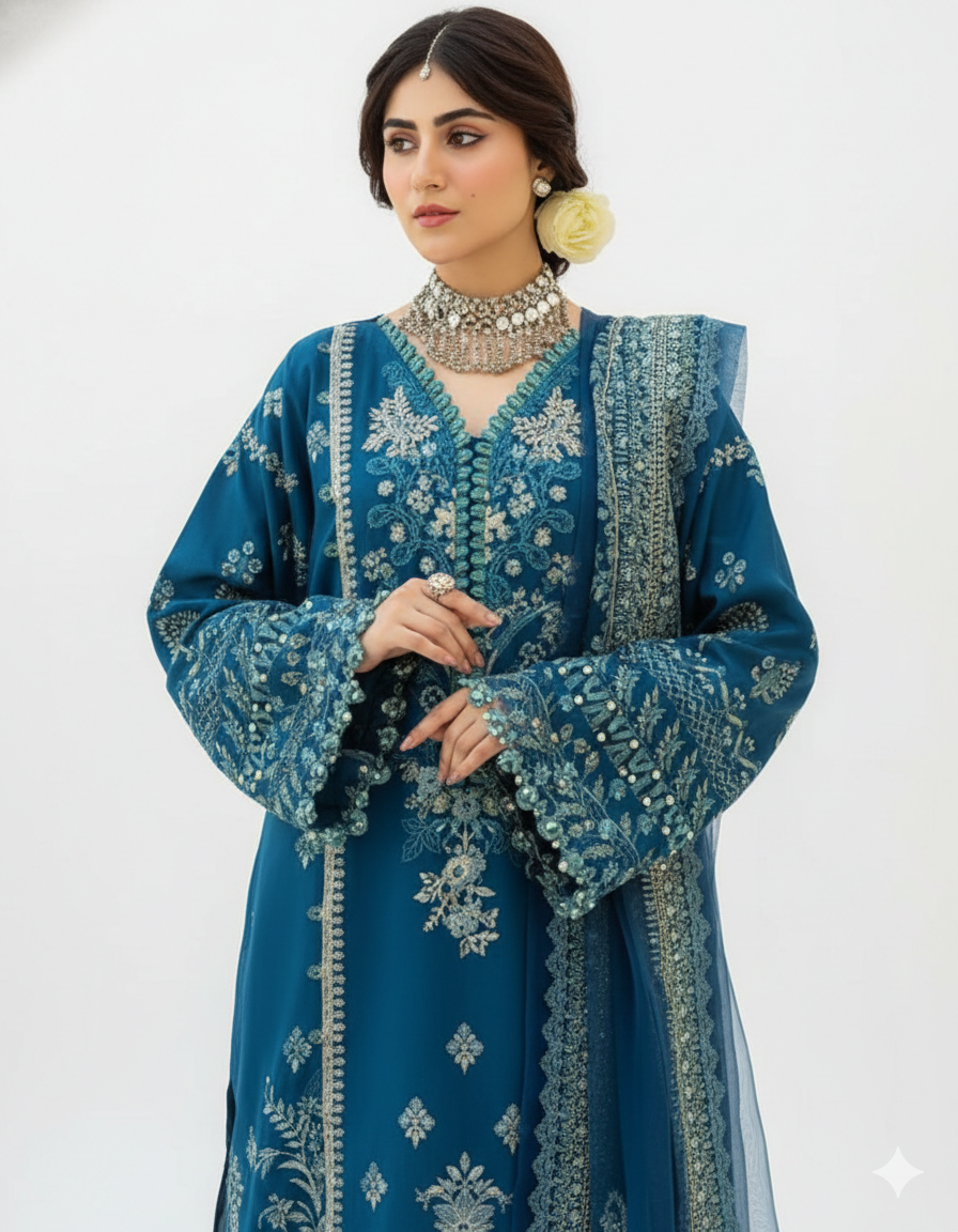 ramzan special blue pakistani suit