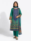 Green lawn embroidered pakistani suit with patchwork design & dupatta