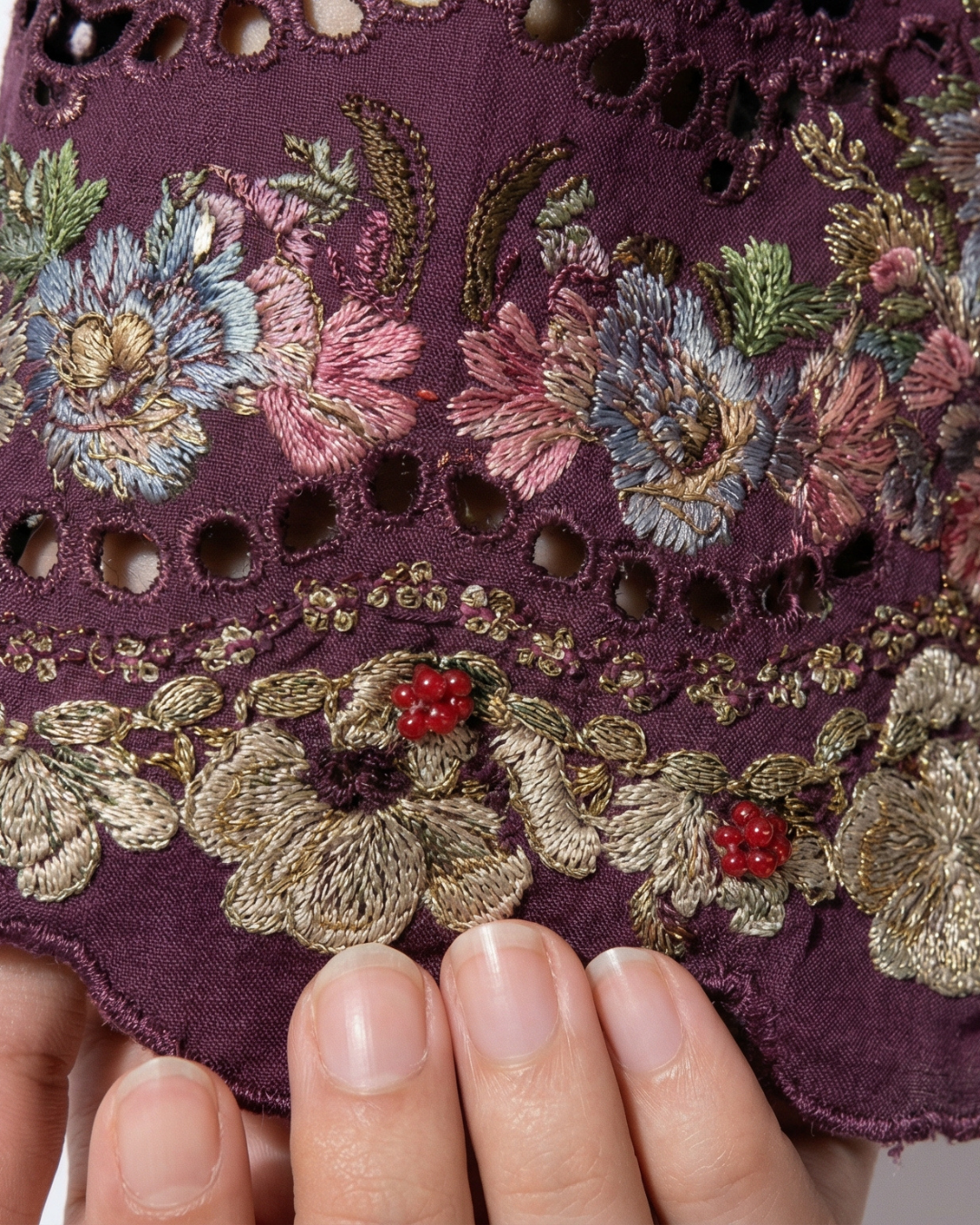 Wine cotton chikankari pakistani suit with maslin dupatta