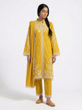 Mustard fancy fabric cutwork lakhan pakistani suit set with dupatta